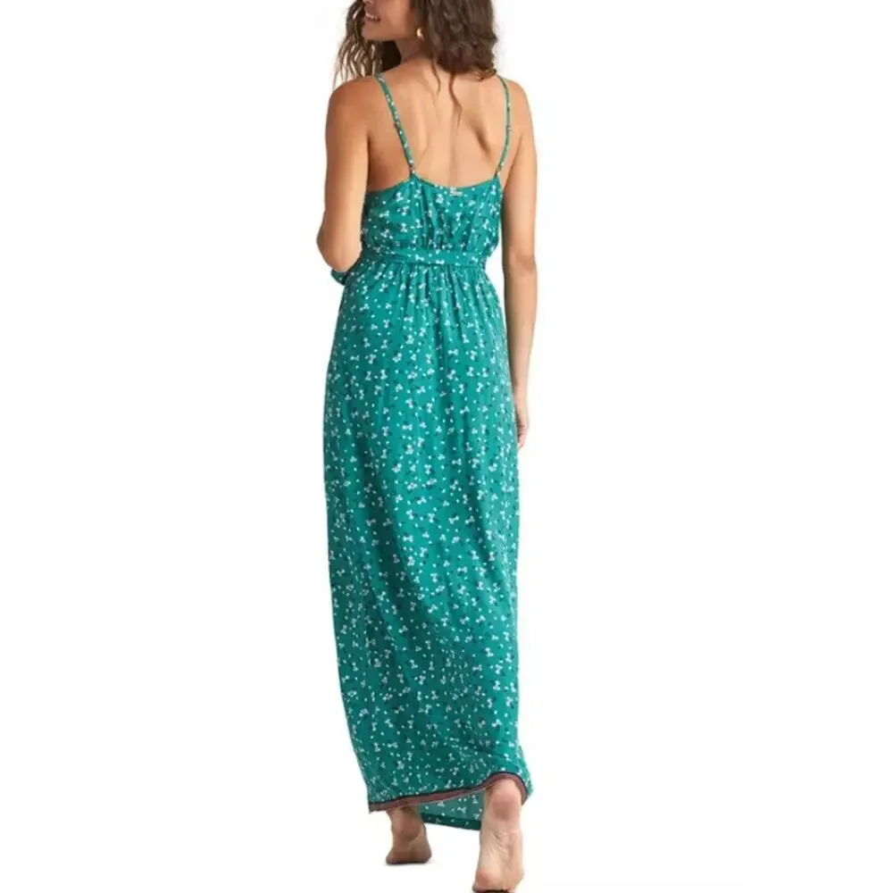 Billabong- Juniors' Soft Seas Green and White Printed Maxi Sundress- Small - Picture 3 of 8